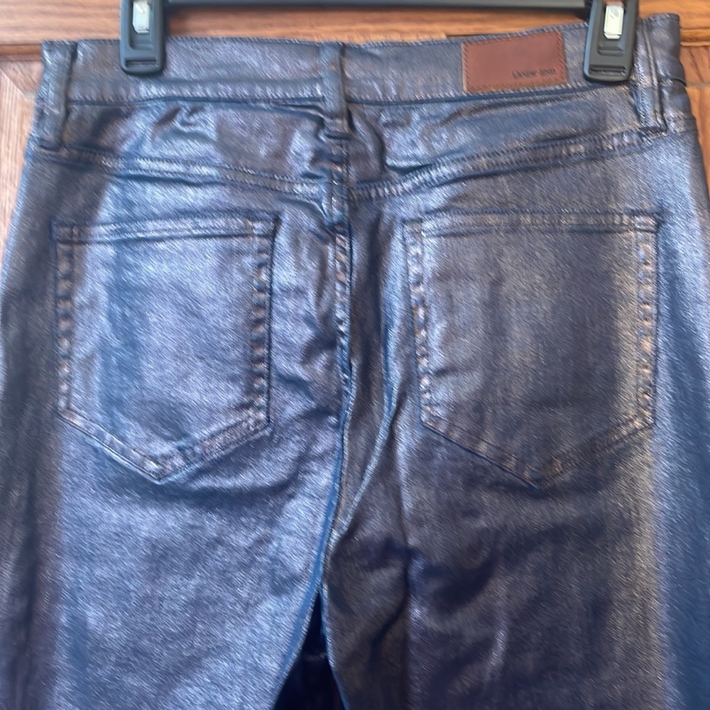 LANDS END 8 tall coated BLUE jeans 5 pocket high rise NWOT slim - Picture 10 of 14